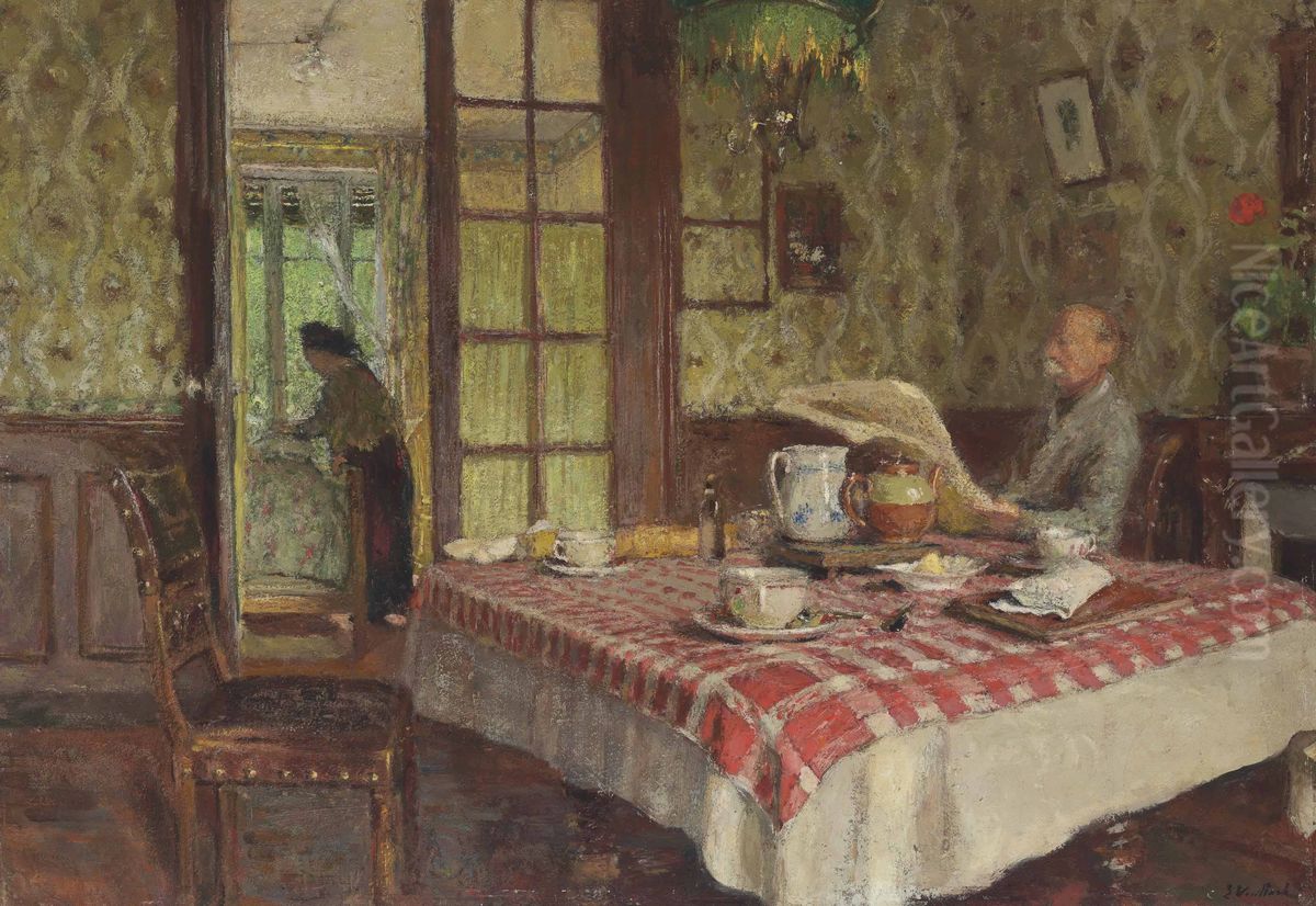 La lecture dans la salle a manger, Vaucresson Oil Painting by Jean-Edouard Vuillard