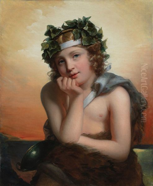 Bacchus enfant Oil Painting by Julie Hugo