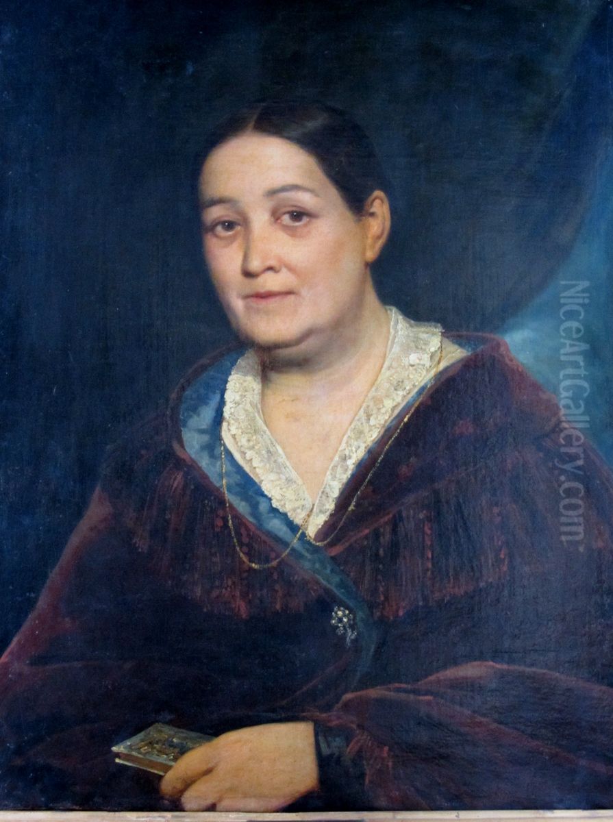 Dona Nicolasa Garmendia y Aguirre de Orrego Oil Painting by Raymond Monvoisin