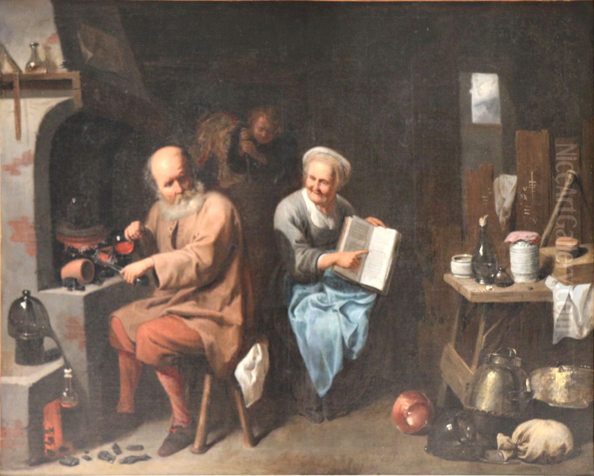 Alchimiste dans son laboratoire Oil Painting by David Ryckaert III