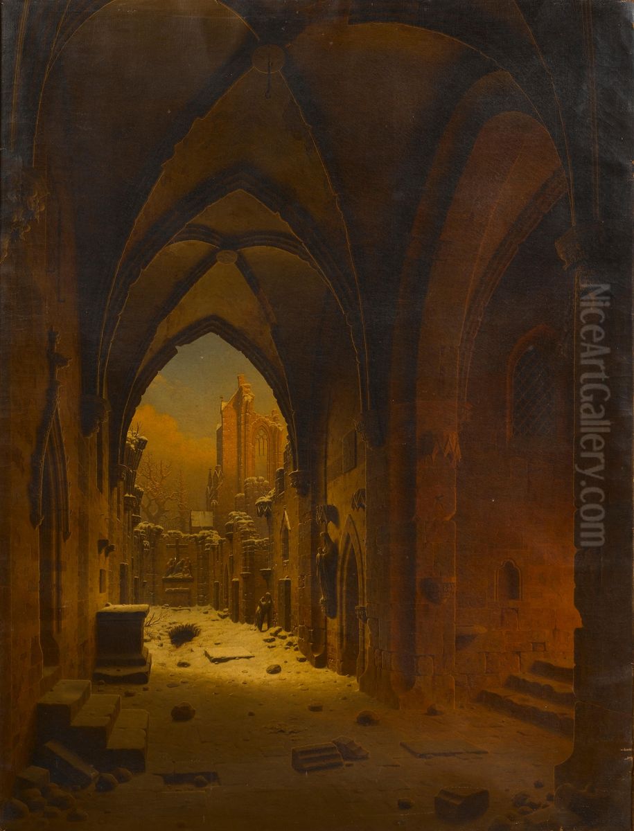 Klosterruine im Winter Oil Painting by Carl Hasenpflug
