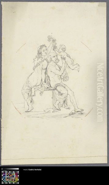 Man Carrying a Child and a Woman Seated on a Pedestal Oil Painting by Musea Brugge