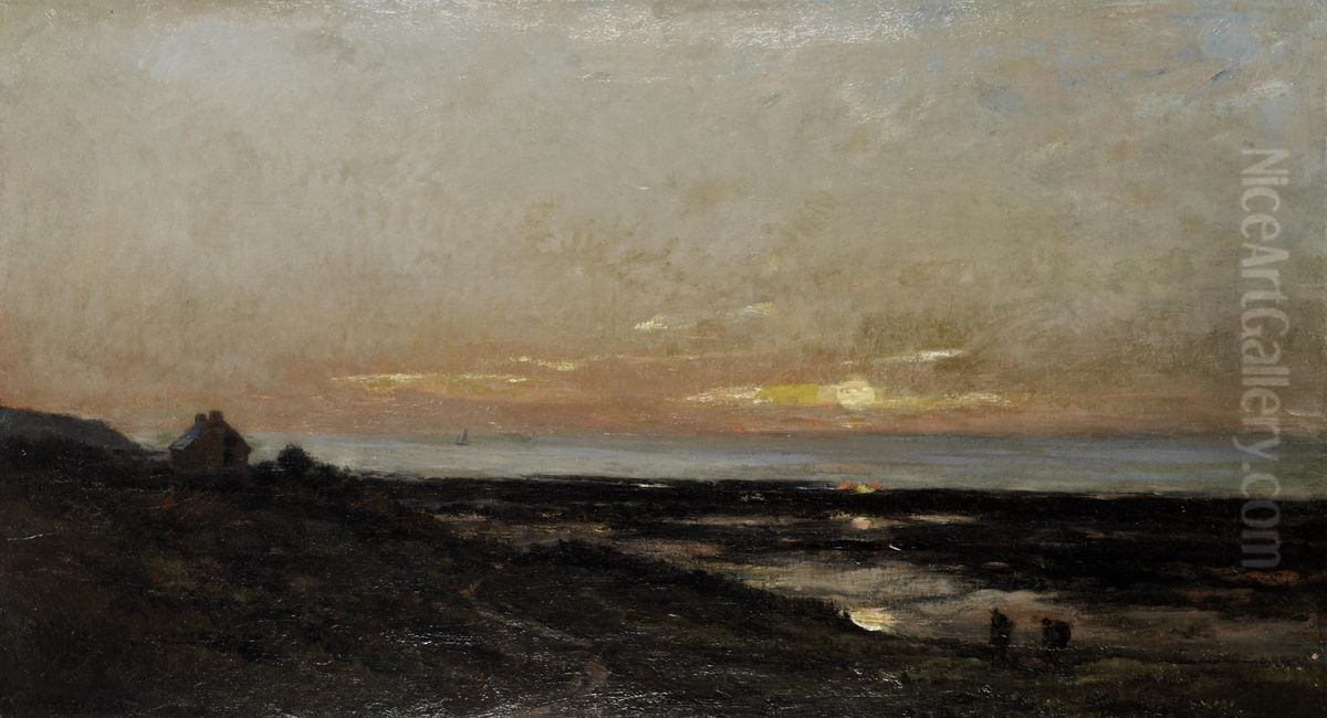 Low tide near Villerville Oil Painting by Charles-Francois Daubigny