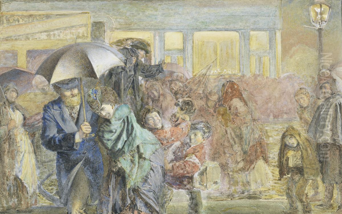 A wet night in the streets Oil Painting by Frederick Smith