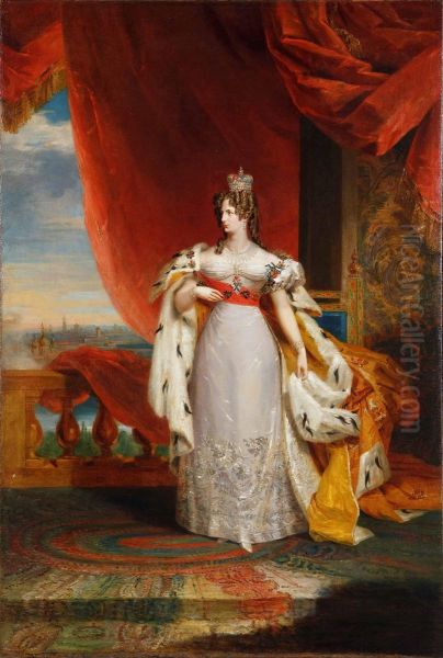 Portrait of Empress Alexandra Feodorovna (1798-1860) Oil Painting by Wilhelm August Golicke