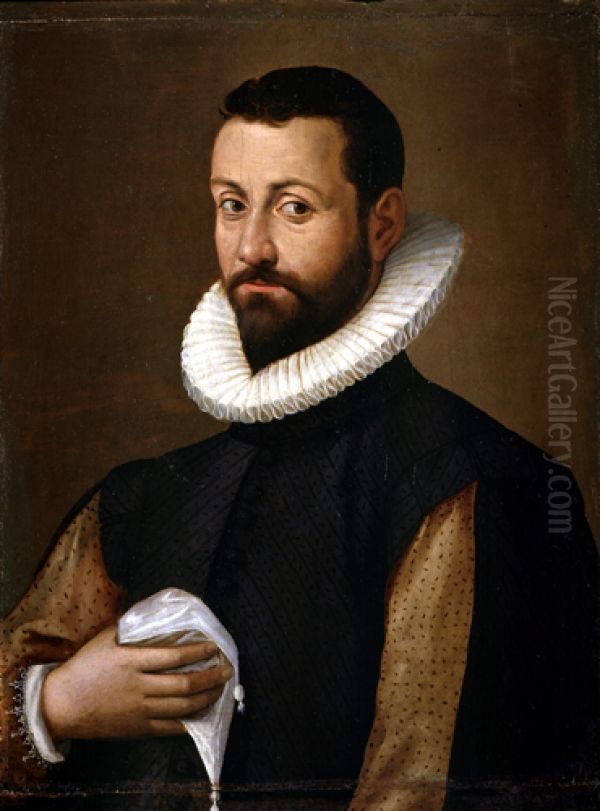 Ritratto di gentiluomo con fazzoletto Oil Painting by Santi Di Tito