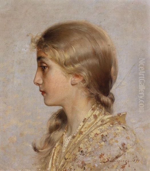 Madchen im Profil Oil Painting by Sebastian Lucius (Maler)
