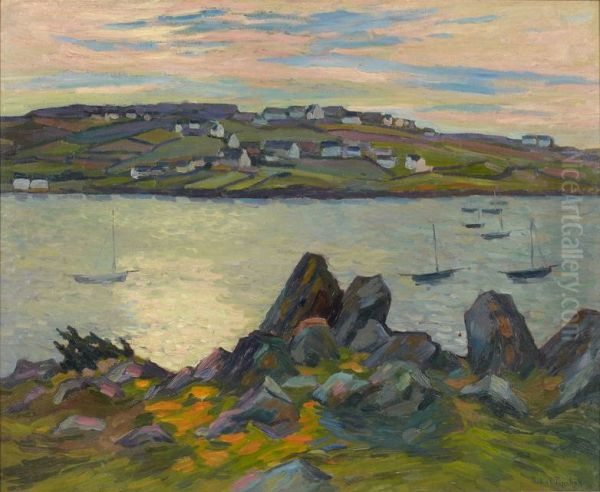 River Bank of Belbeuf Oil Painting by Robert Antoine Pinchon