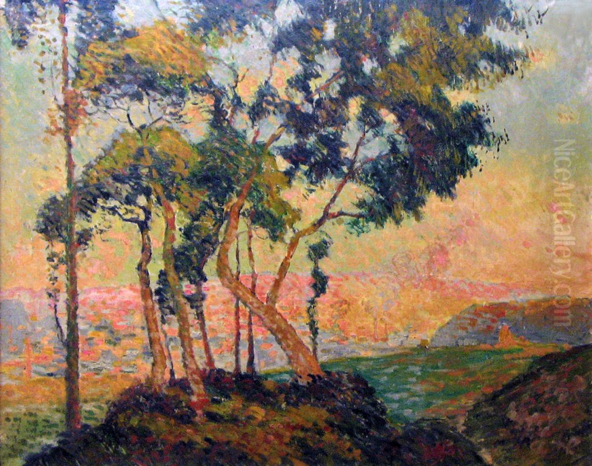 View of Mont-Gargan, Setting Sun Oil Painting by Robert Antoine Pinchon