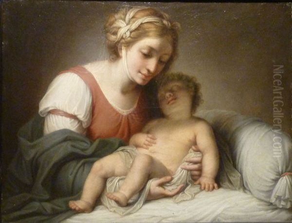 Madonna con il bambino dormiente Oil Painting by Andrea Appiani