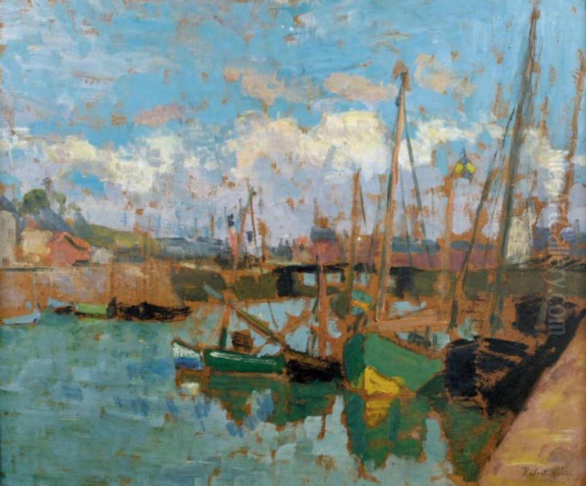Boats at the Harbor Oil Painting by Robert Antoine Pinchon