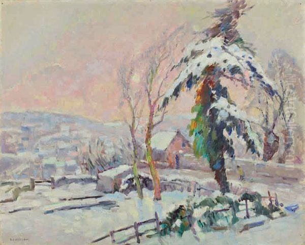 Snowy Village Oil Painting by Robert Antoine Pinchon
