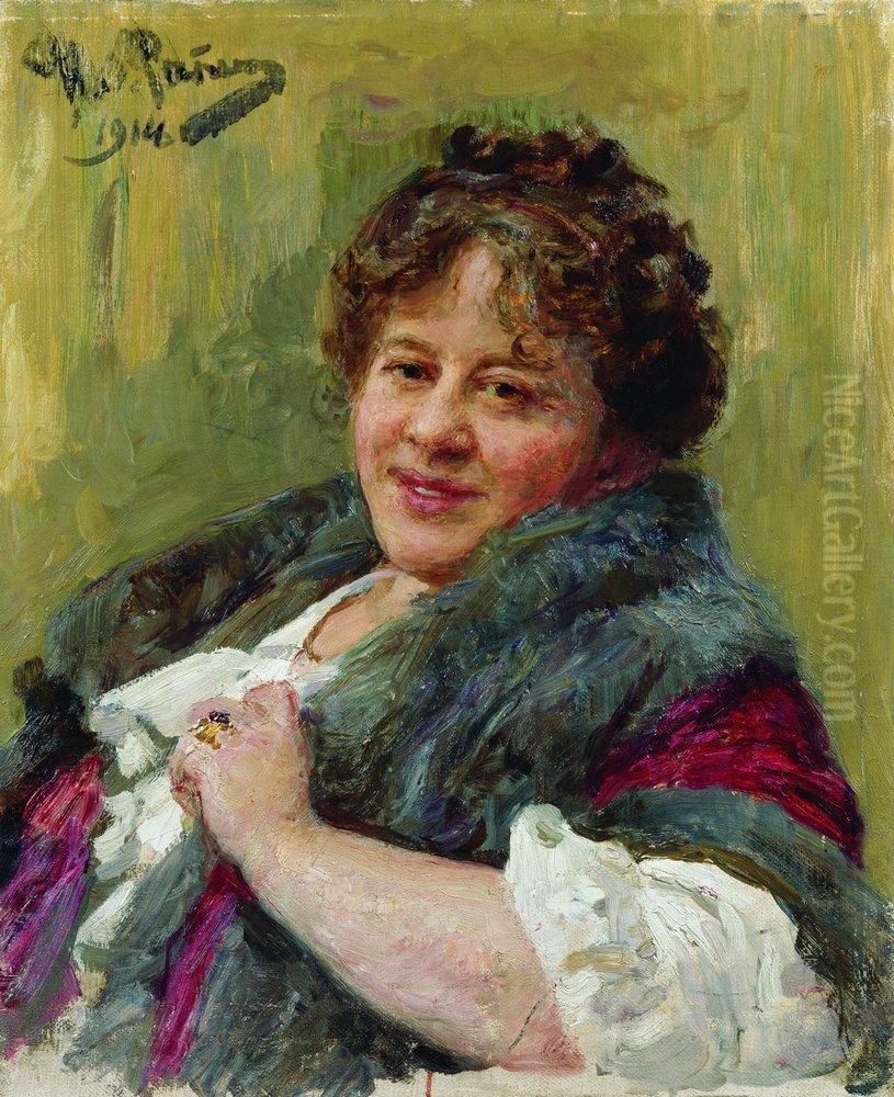 Portrait of writer, dramatist, poetess and translator Tatiana Lvovna Shchepkina-Kupernik Oil Painting by Repin Iliya