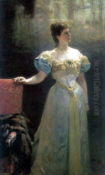 <<Delt va Maria Klavdievna Teniceva sersik>> Oil Painting by Repin Iliya