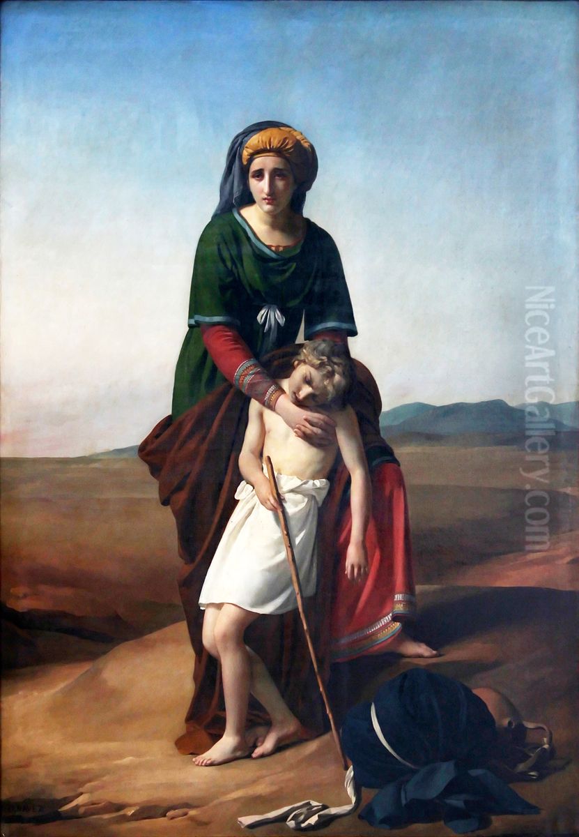 Hagar and Ismael in the Desert Oil Painting by Francois-Joseph Navez