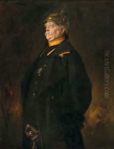 Portrait of Prince Otto von Bismarck (1815-1898) in the Uniform of His Halberstadt Cuirassier Regiment with Helmet and Sword