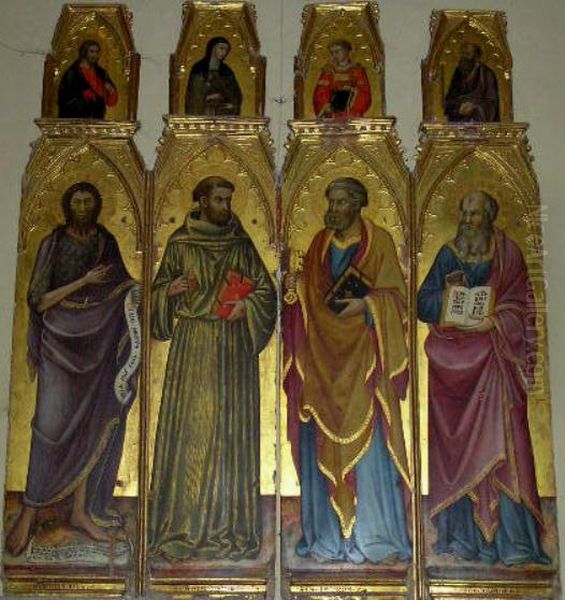 Four Saints. Oil Painting by Andrea Di Bartolo