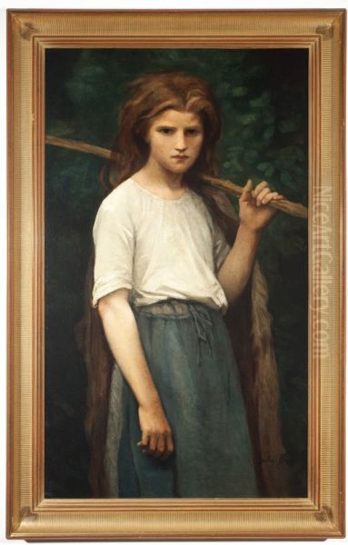 The Shepherdess. Oil Painting by Jules Breton