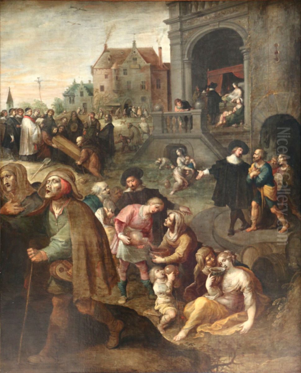 De werken van barmhartigheid Oil Painting by Frans Francken the Younger