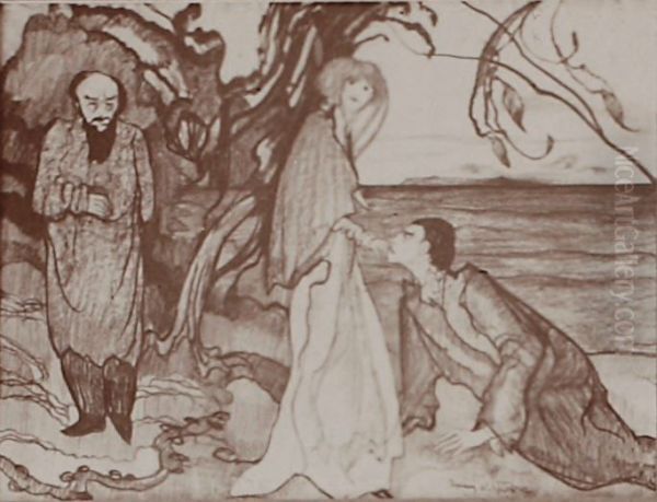 Composition with three figures Oil Painting by Stanislaw Ignacy Witkiewicz (Witkacy)