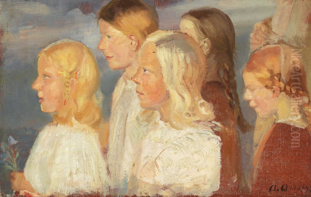 Unge Skagenspiger. Oil Painting by Anna Ancher