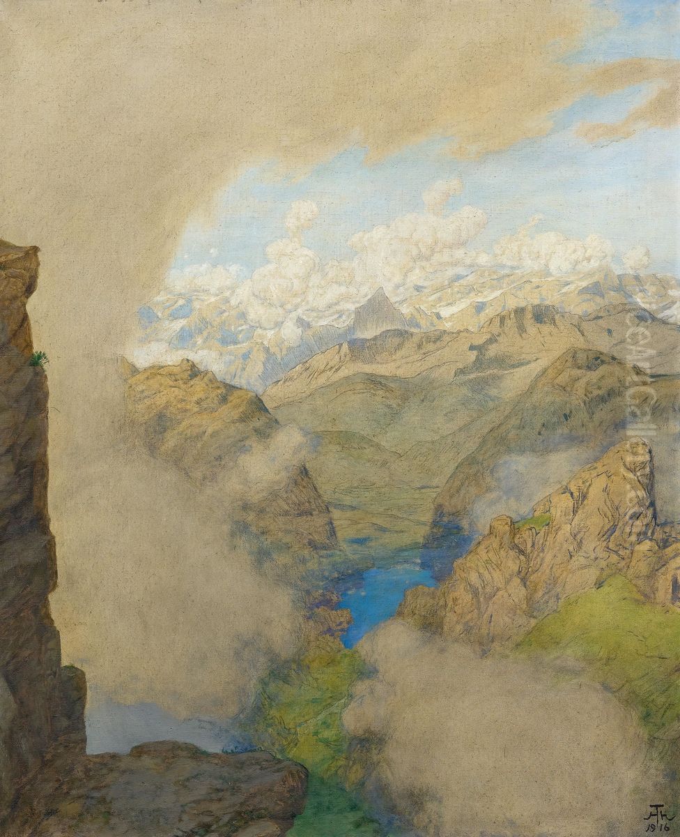 View of the north face of the Breithorn Oil Painting by Hans Thoma