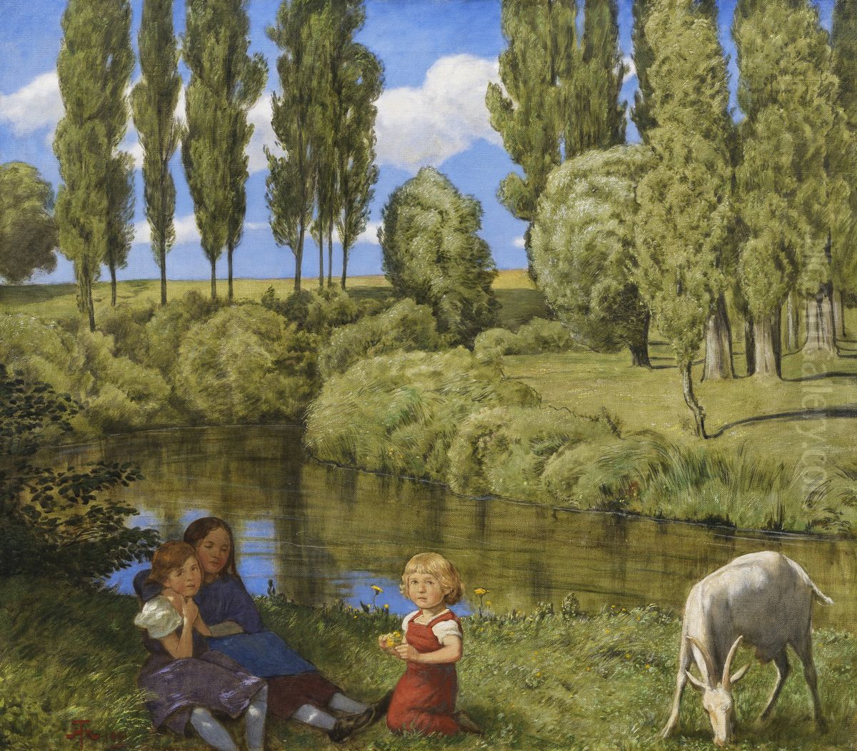 Am stillen Bach Oil Painting by Hans Thoma