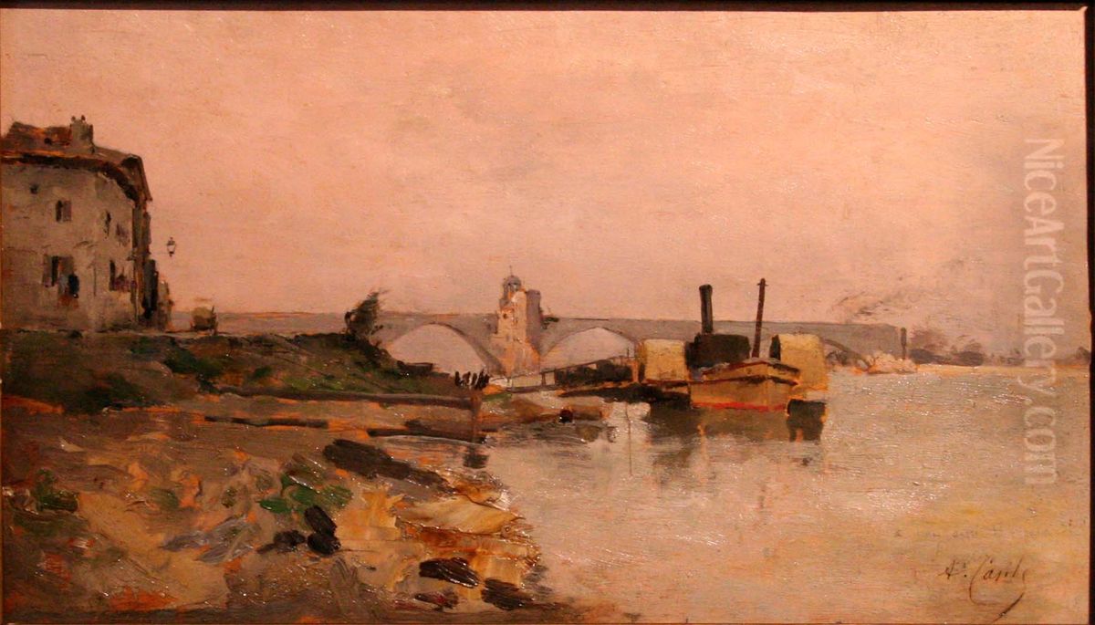 Le pont Saint Benezet a Avignon Oil Painting by Alfred Casile