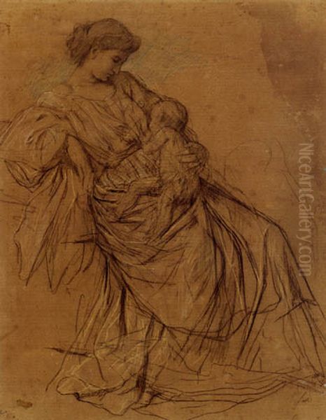 Medea with Child Oil Painting by Anselm Friedrich Feuerbach