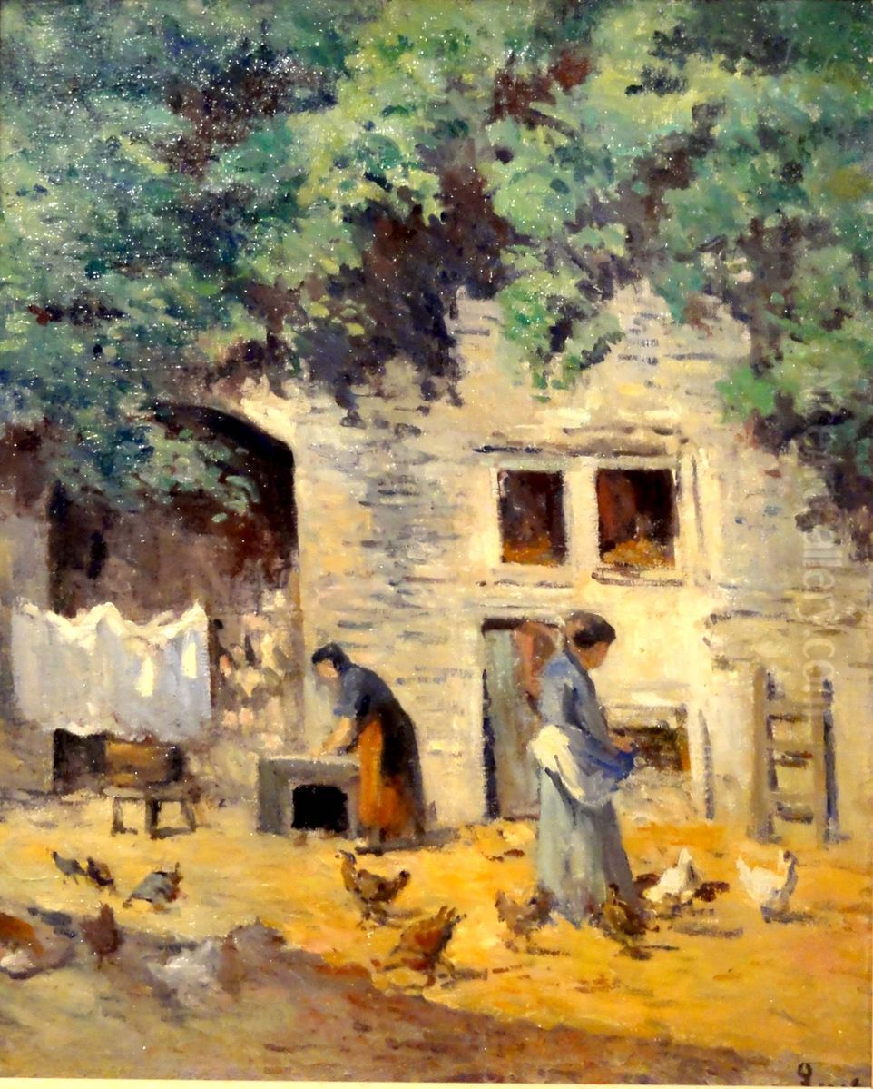 Rolleboise, cour de ferme Oil Painting by Maximilien Luce