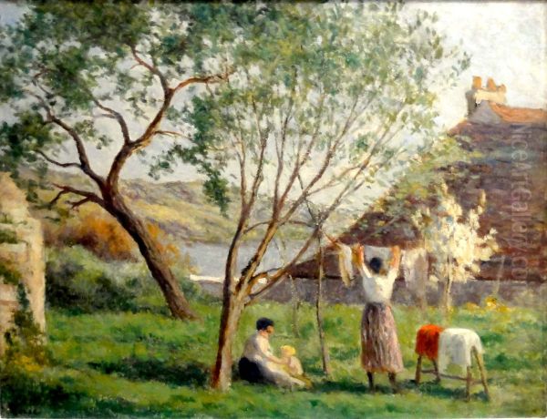 Rolleboise, le jardin du printemps Oil Painting by Maximilien Luce