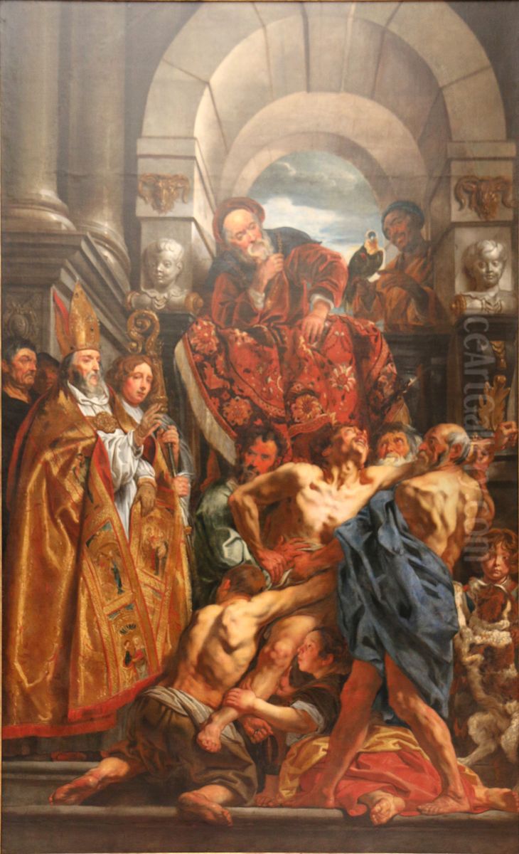 De heilige Martinus geneest een bezetene Oil Painting by Jacob Jordaens