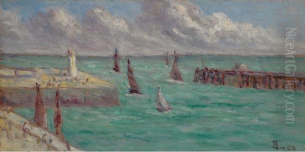 HONFLEUR, LE PHARE ET LA JETEE Oil Painting by Maximilien Luce