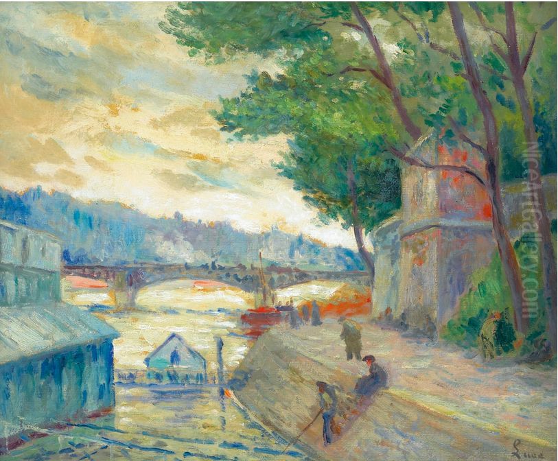 AU BORDS DE LA SEINE Oil Painting by Maximilien Luce