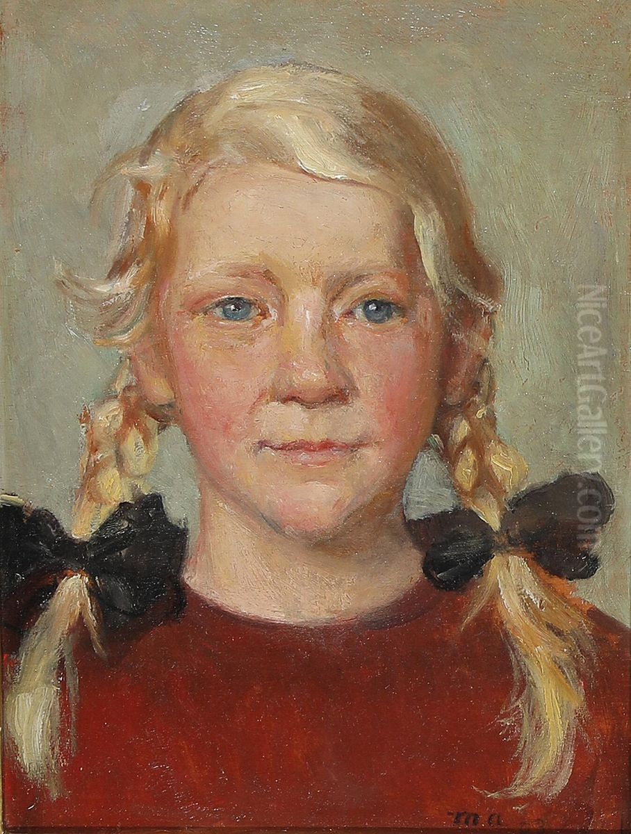 Portrait of the fisherman Fedder's daughter. Oil Painting by Michael Peter Ancher