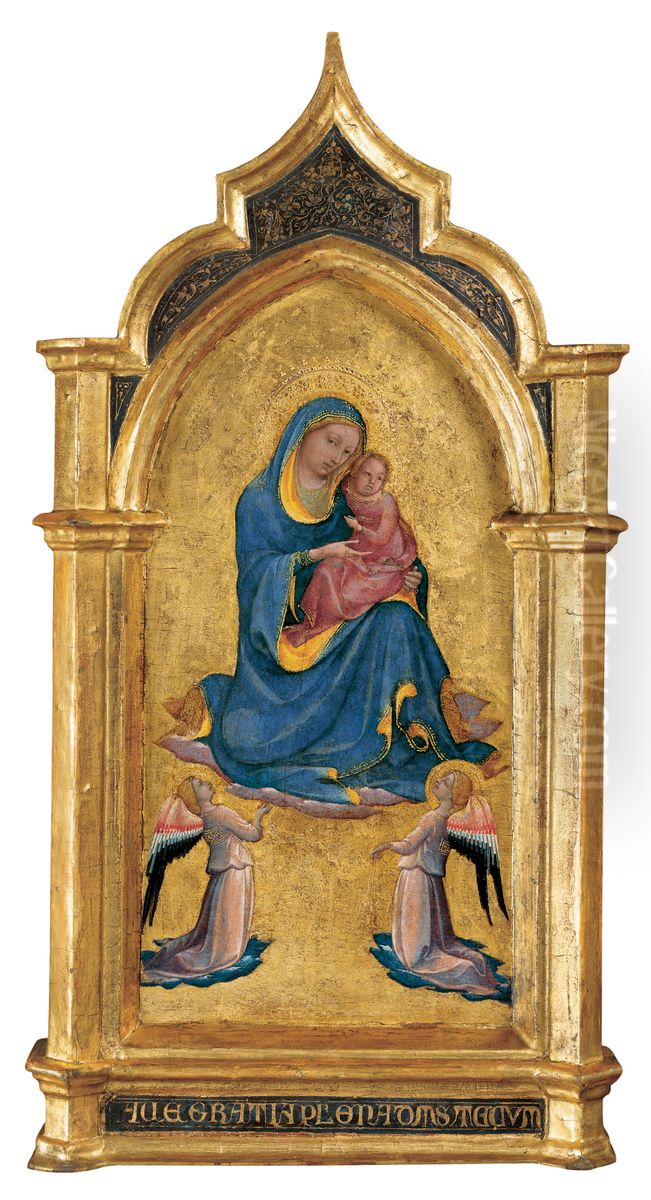 The Madonna of Humility with two Angels Oil Painting by Lorenzo Monaco