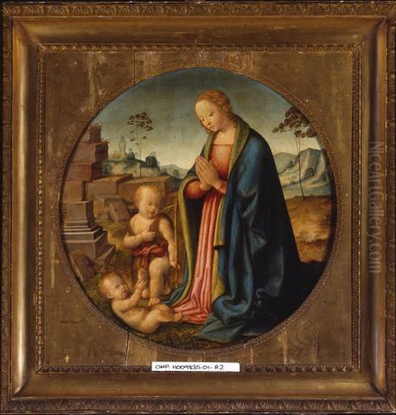 Adorazione del Bambino con san Giovannino Oil Painting by Raffaello Botticini