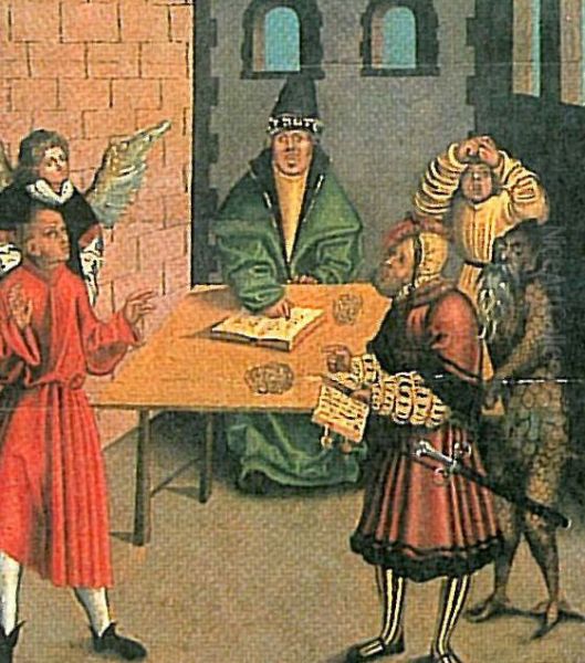 TheTen Commandmentseighth Commandment detail Oil Painting by Lucas Cranach the Elder