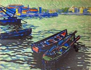 Boats at the Bazacle in Toulouse