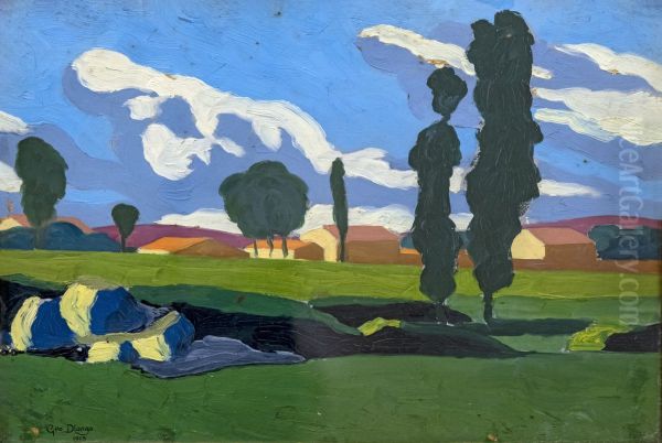 Poplar landscape Oil Painting by Georges Gaudion