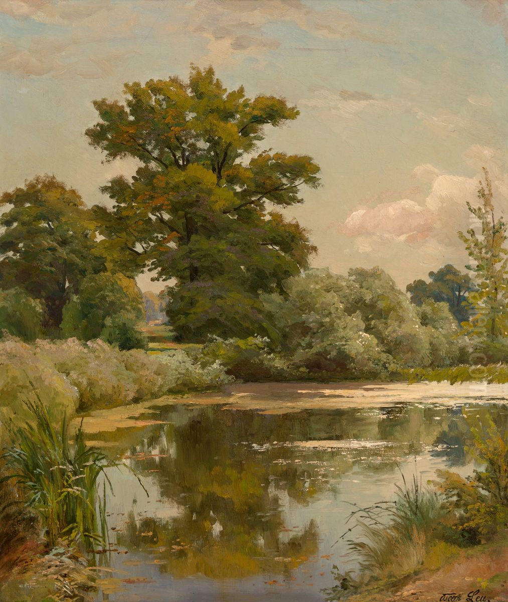 The Pond Oil Painting by Oscar Leu