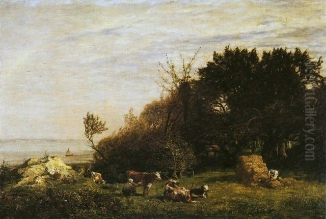 The Farm in Saint-Simeon Oil Painting by Eugene Louis Boudin