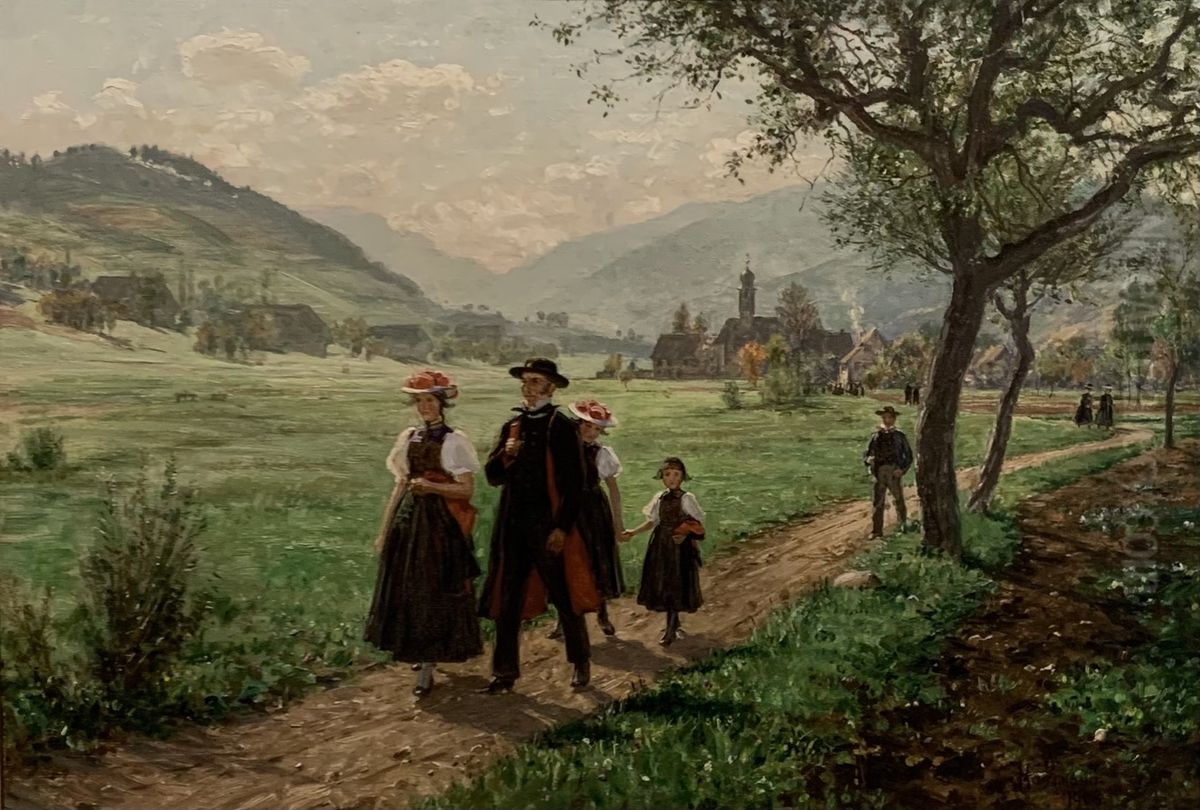 Sunday in Gutach Valle Oil Painting by Wilhelm Hasemann