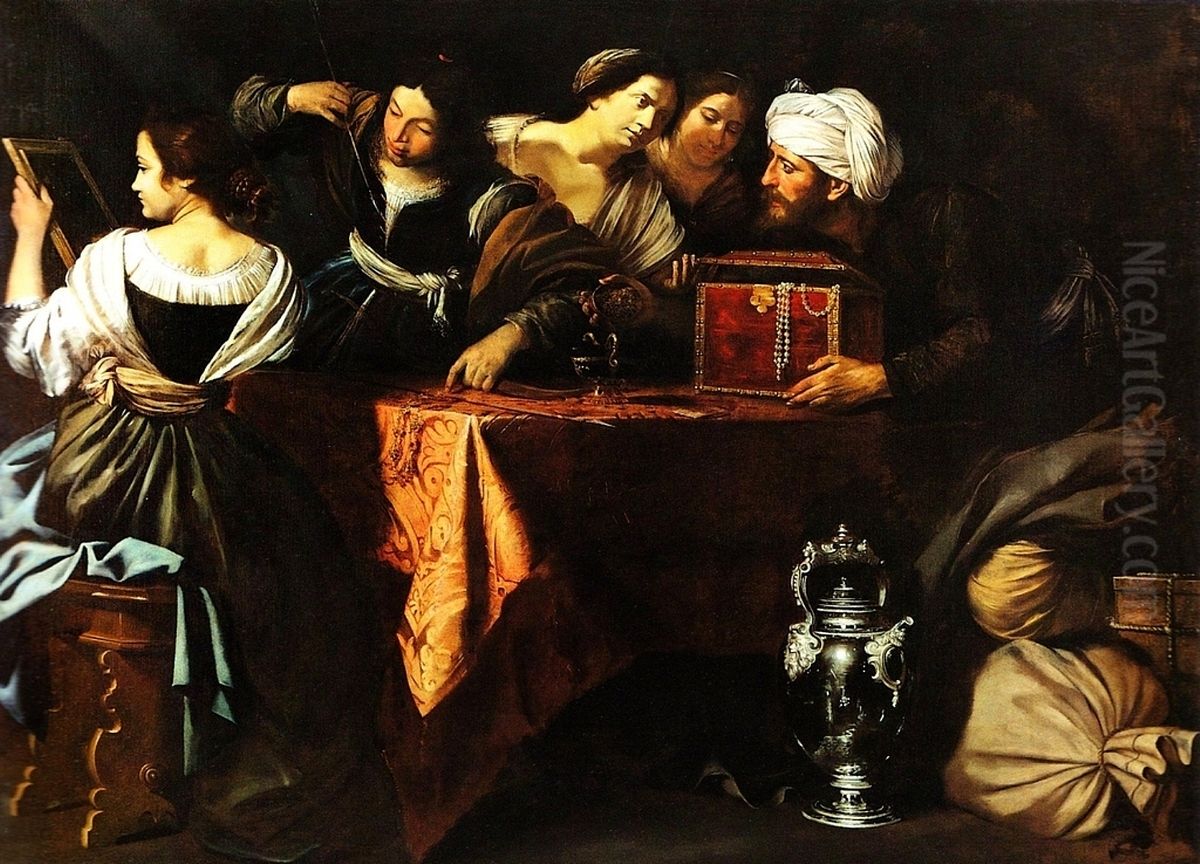 Ulisse scopre Achille alla corte del re Licomede Oil Painting by Artemisia Gentileschi