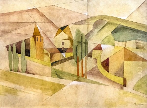 Cubist village Oil Painting by Georges Gaudion