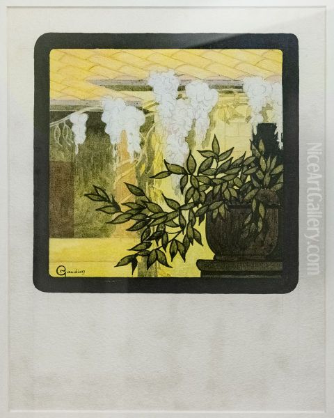 Vase and white wisteria Oil Painting by Georges Gaudion