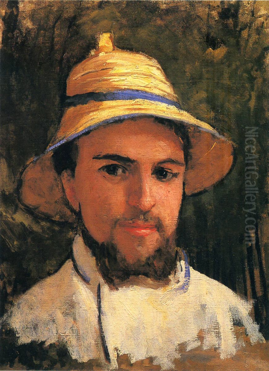 Autoportrait au chapeau de paille Oil Painting by Gustave Caillebotte