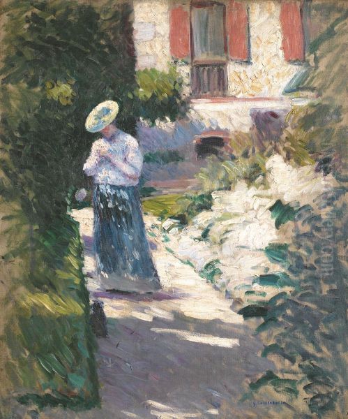 Study for Les Dahlias, jardin du Petit Gennevilliers Oil Painting by unknown