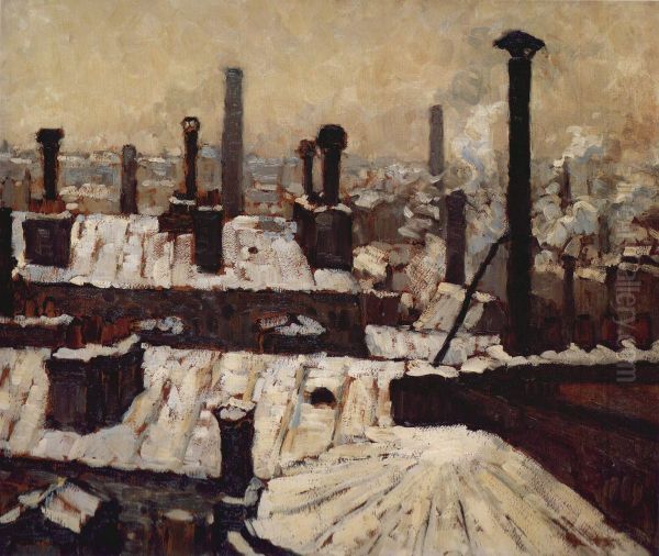 Toits sous la neige, Paris Oil Painting by Gustave Caillebotte