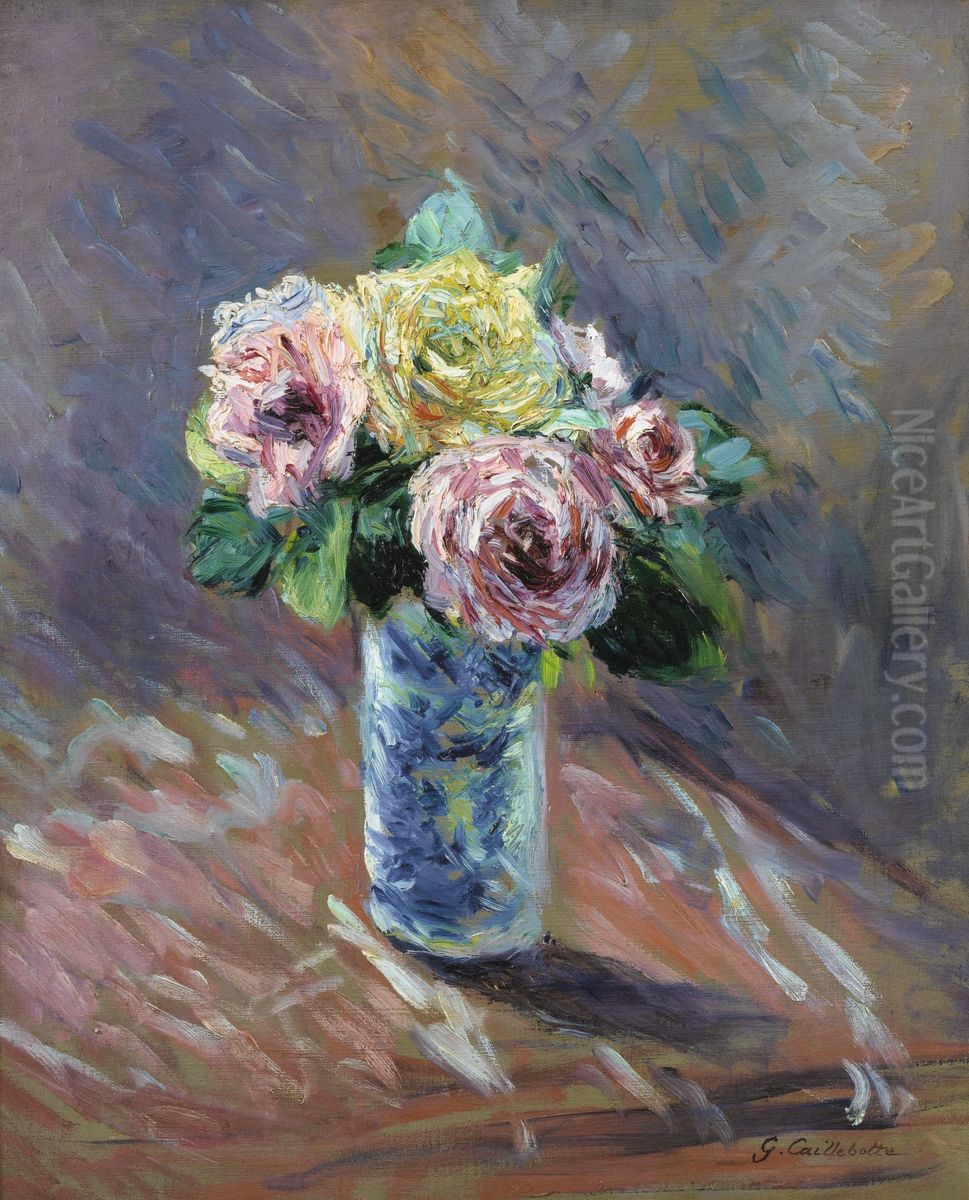 Roses jaunes et rouges dans un vase de cristal Oil Painting by Gustave Caillebotte Roses jaunes et rouges dans un vase de cristal Oil Painting by Gustave Caillebotte